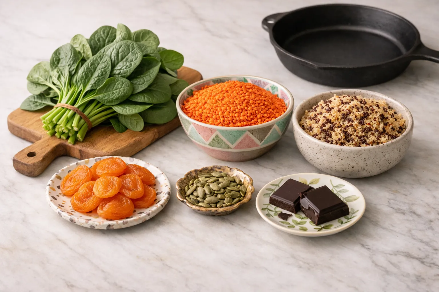 Alimentos ricos en hierro para combatir la fatiga en el embarazo: espinaca, lentejas, quinoa y más