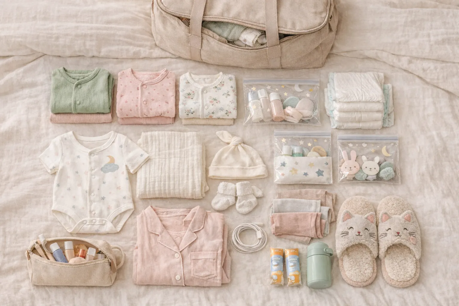 Qué llevar en la bolsa del hospital para el parto: lista visual organizada